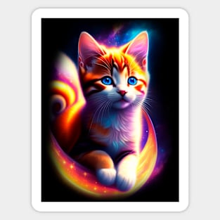 Galaxy Mystical Cat Coloful Sticker